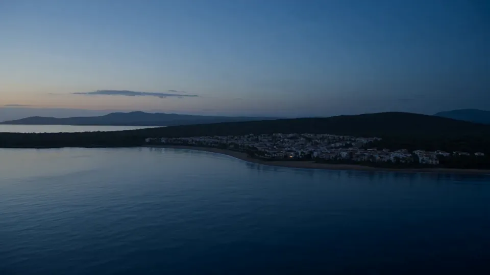 The Málaga coast at dusk, seen from the sea